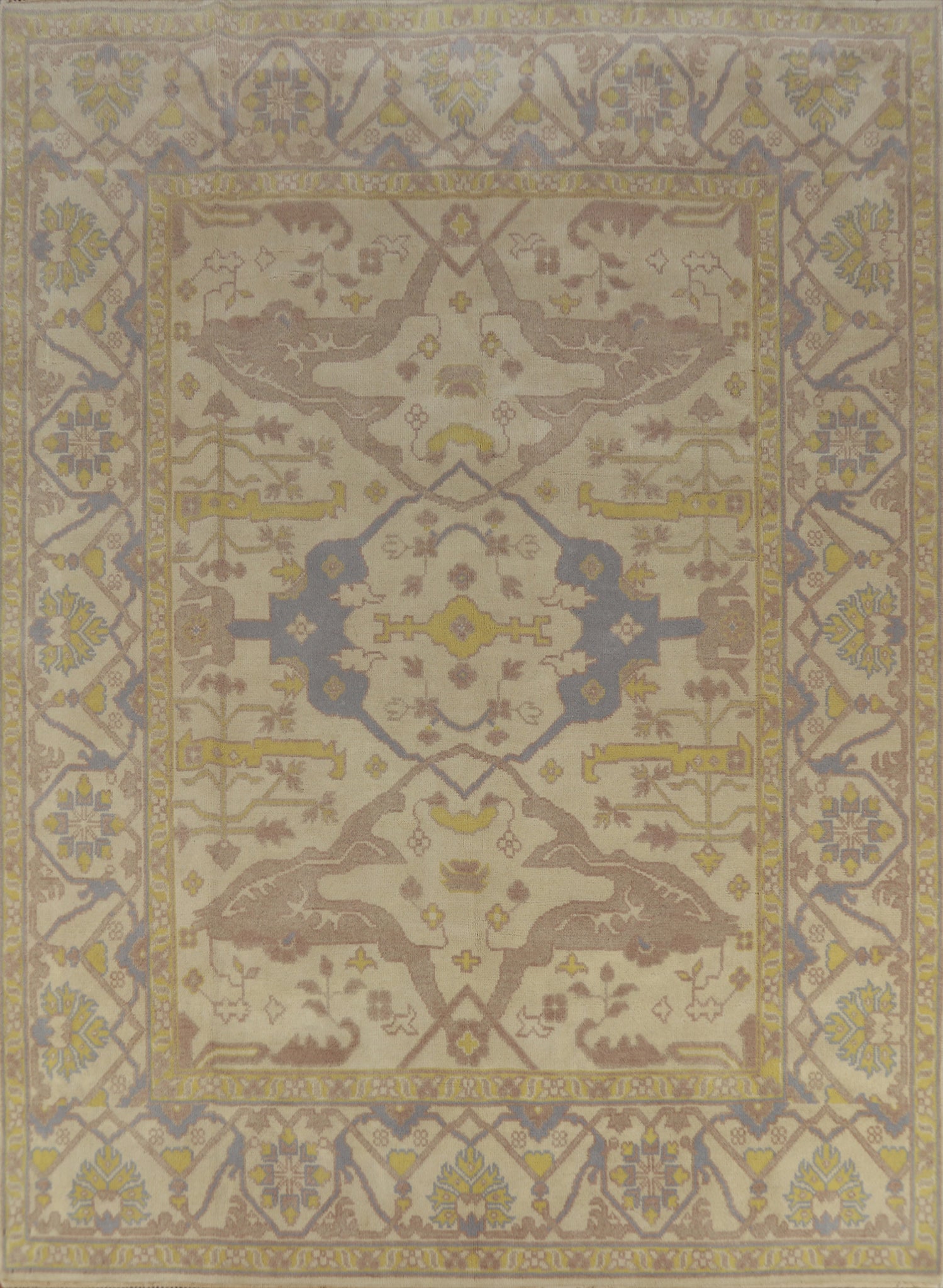 Earth Tone Wool Oushak Indian Area Rug 8x10