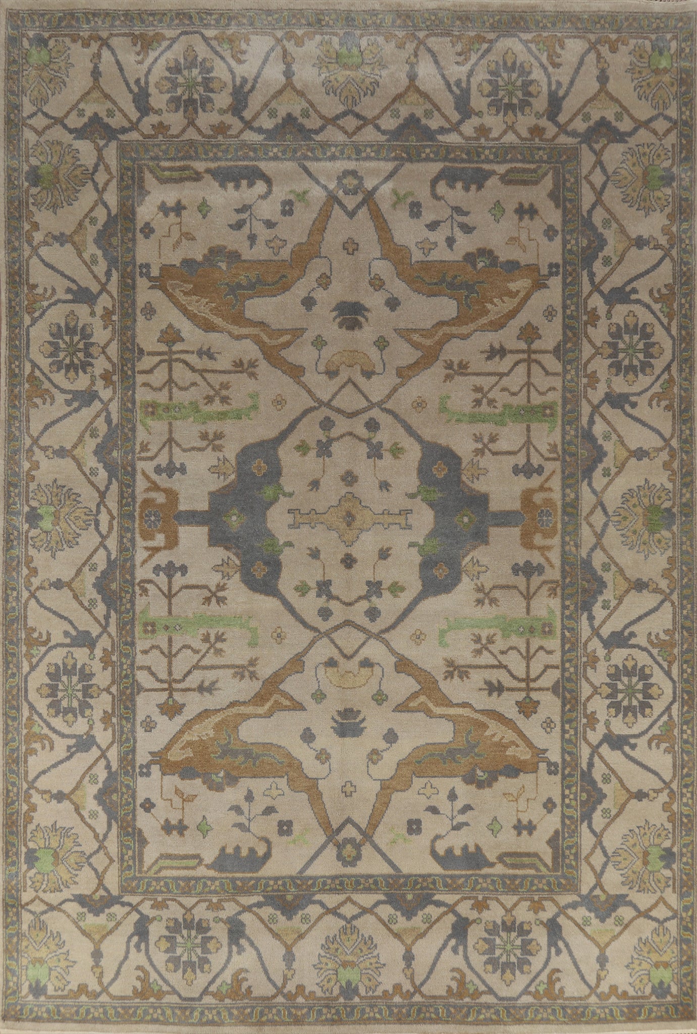 Earth Tone Wool Oushak Indian Area Rug 9x12