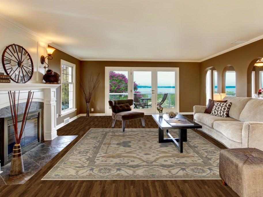 Earth Tone Wool Oushak Indian Area Rug 9x12