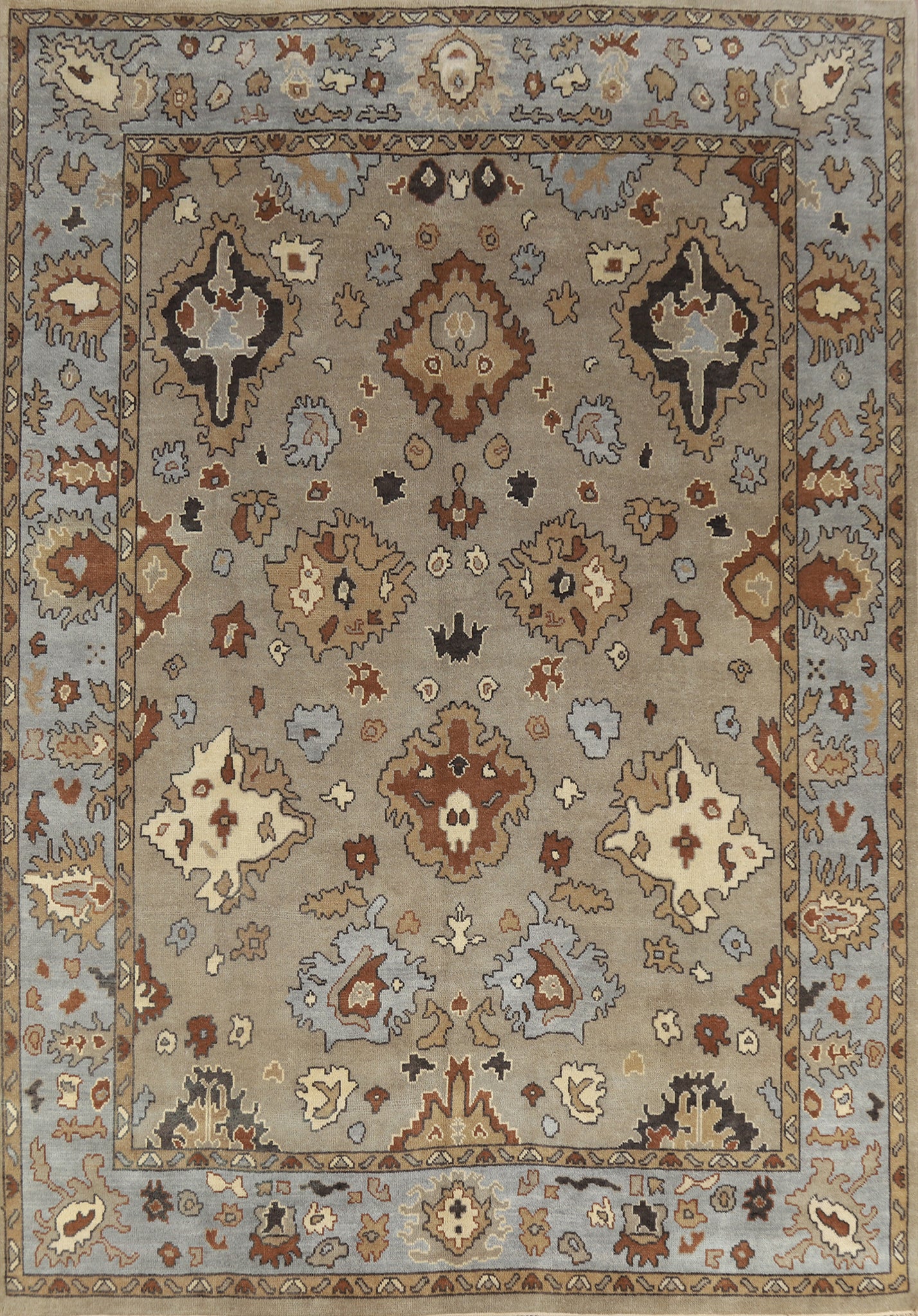 Light Brown Wool Oushak Indian Area Rug 9x12