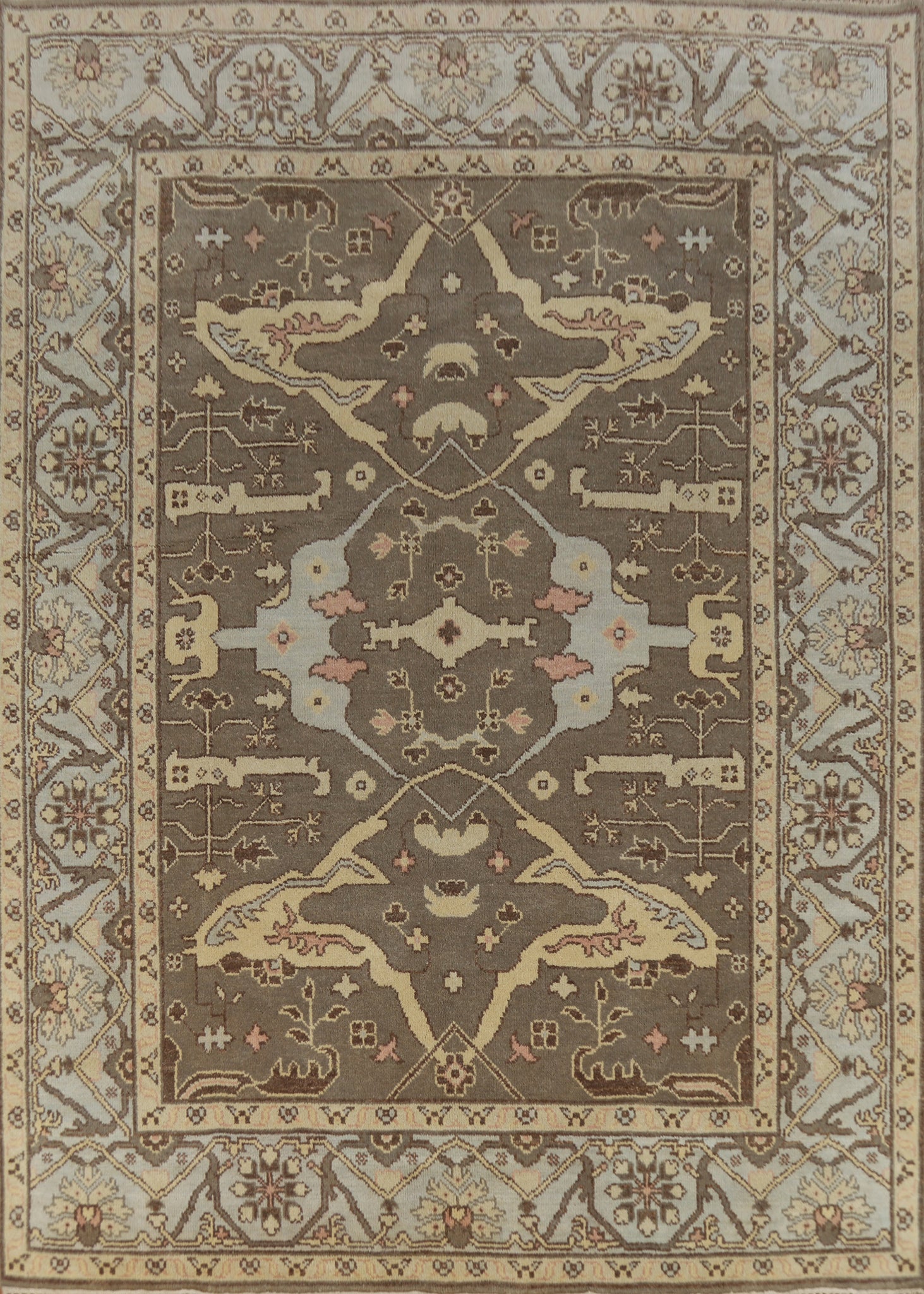 Earth Tone Brown Oushak Indian Area Rug 8x10