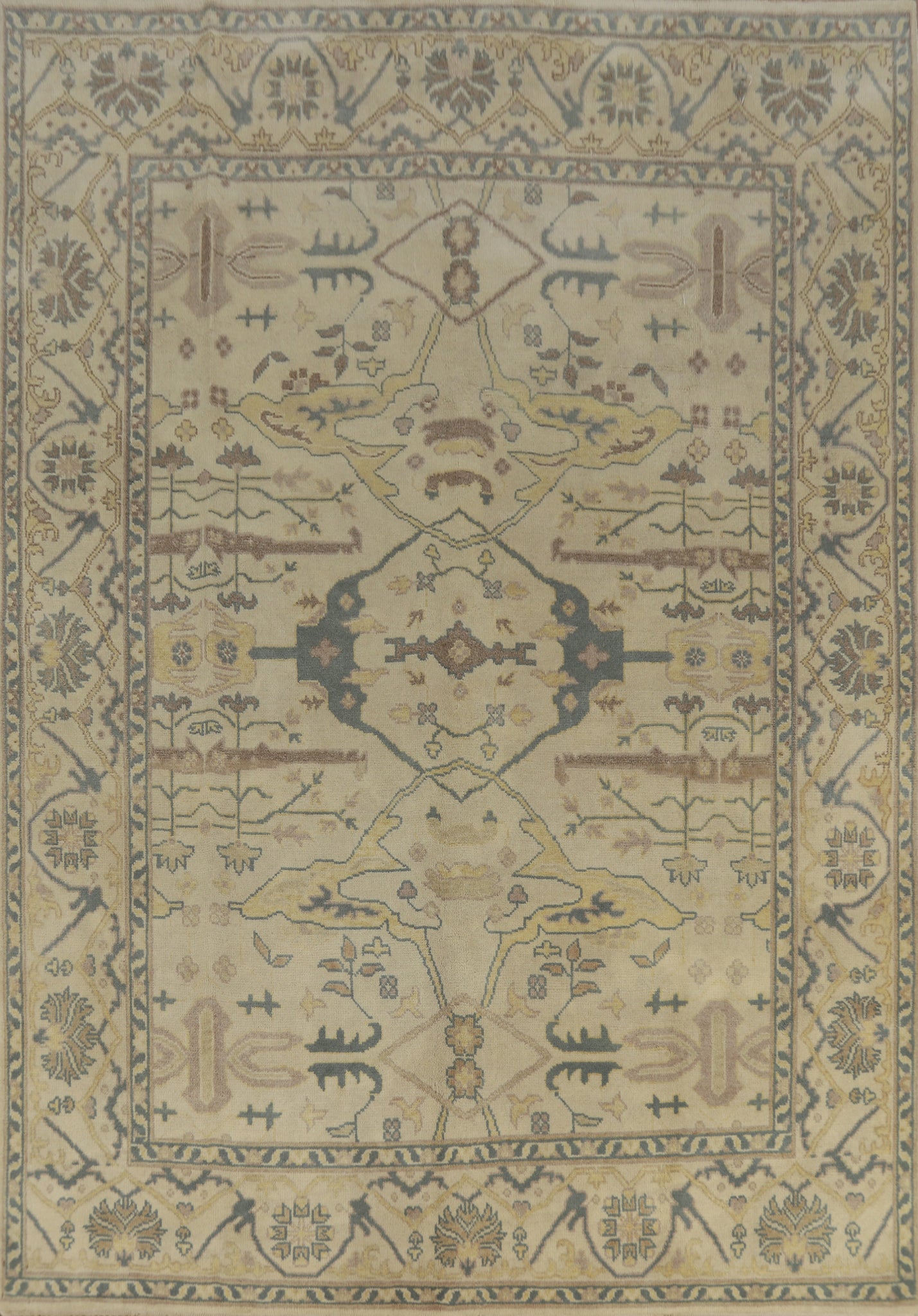 Earth Tone Wool Oushak Indian Area Rug 8x10