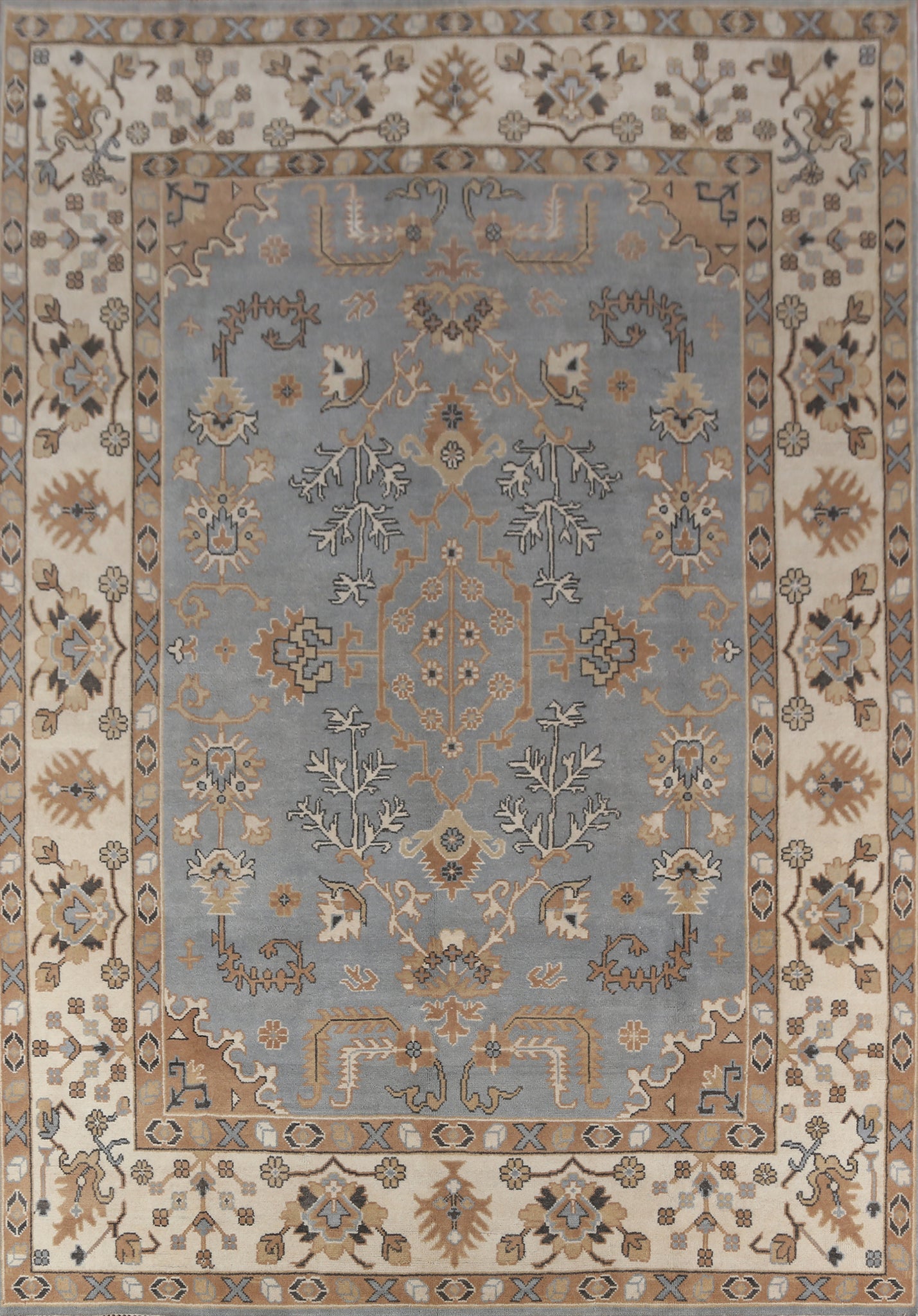 Blue Geometric Oushak Indian Area Rug 9x12