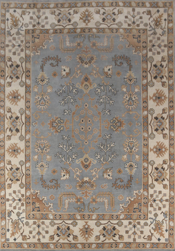 Blue Geometric Oushak Indian Area Rug 9x12