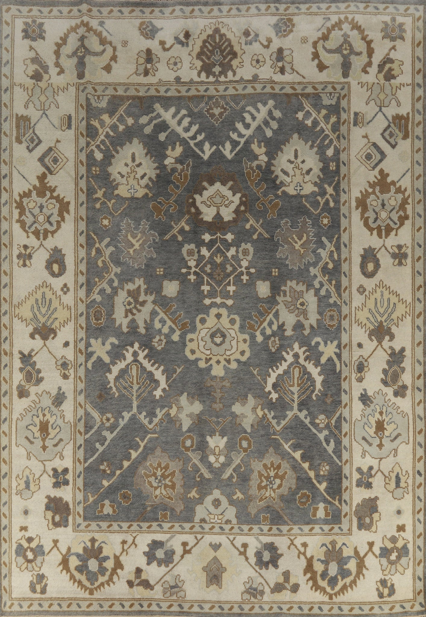 Slate Gray Wool Oushak Indian Area Rug 9x12