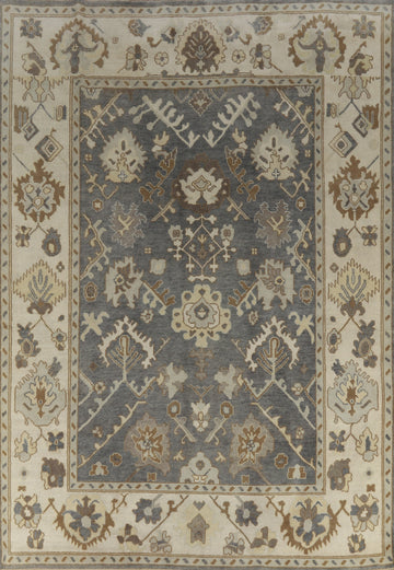 Slate Gray Wool Oushak Indian Area Rug 9x12
