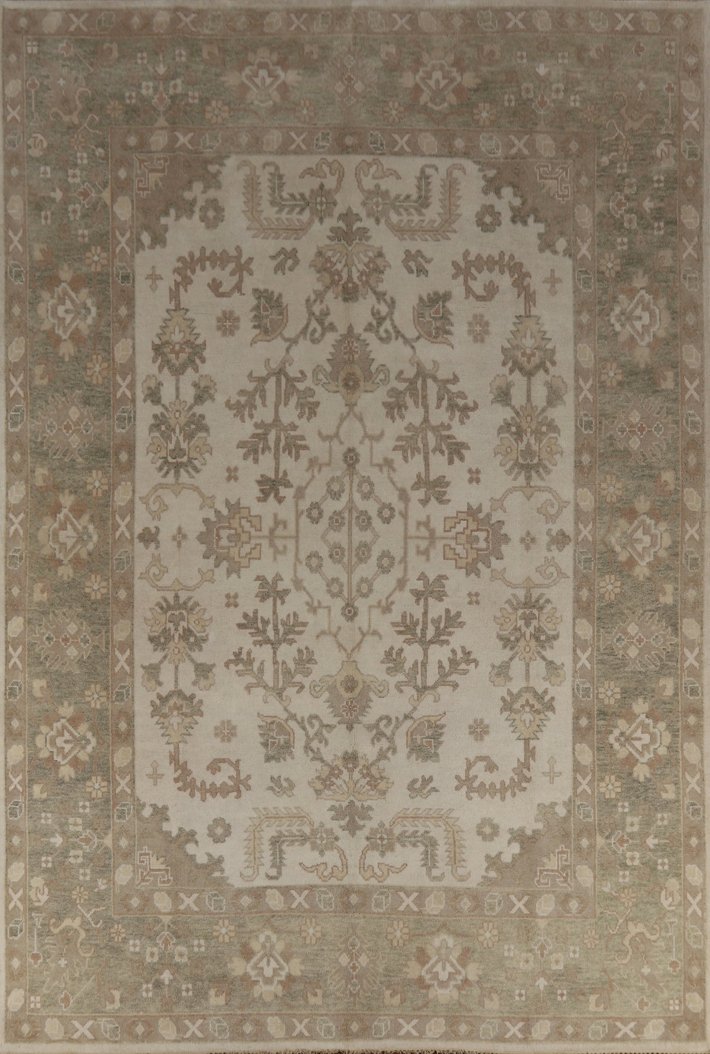 Earth Tone Wool Oushak Indian Area Rug 9x12