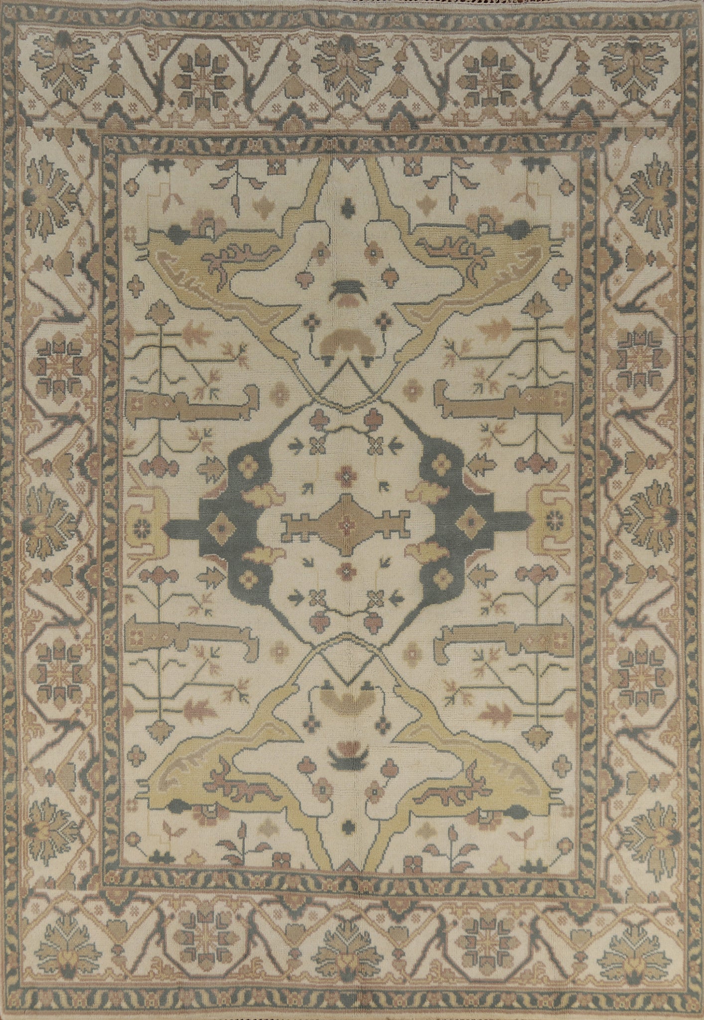 Earth Tone Wool Oushak Indian Area Rug 8x10