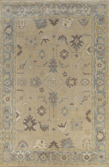 Earth Tone Wool Oushak Indian Area Rug 6x9