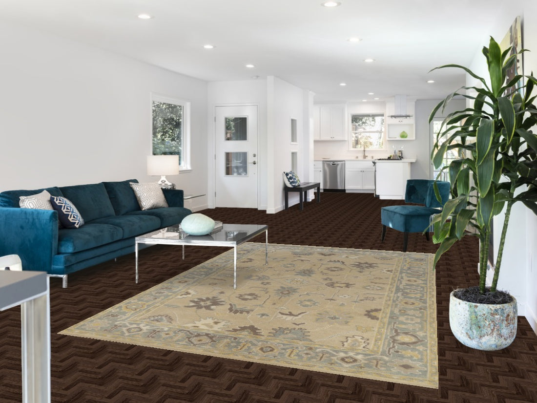 Earth Tone Wool Oushak Indian Area Rug 6x9
