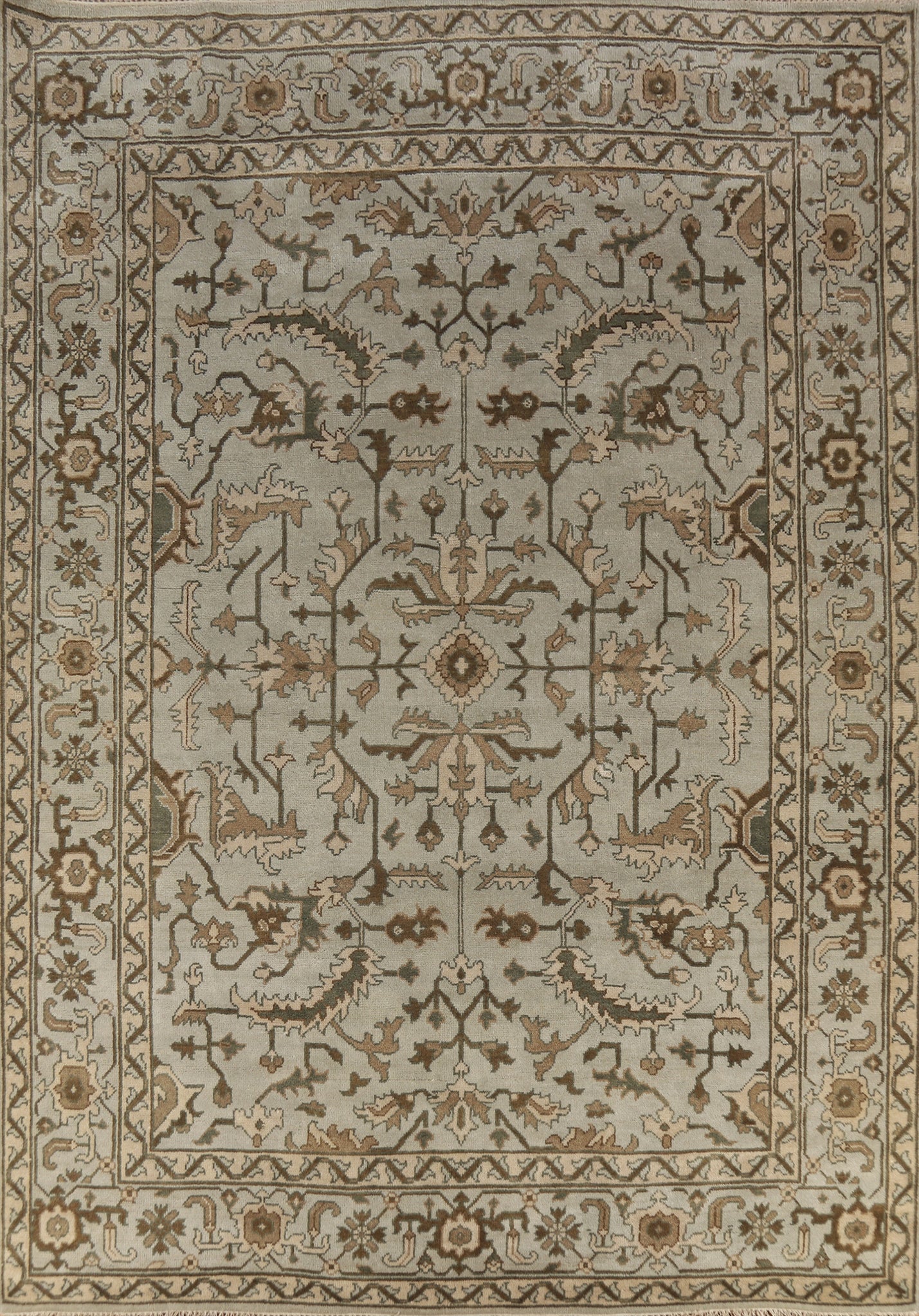 Earth Tone Wool Oushak Indian Area Rug 9x12
