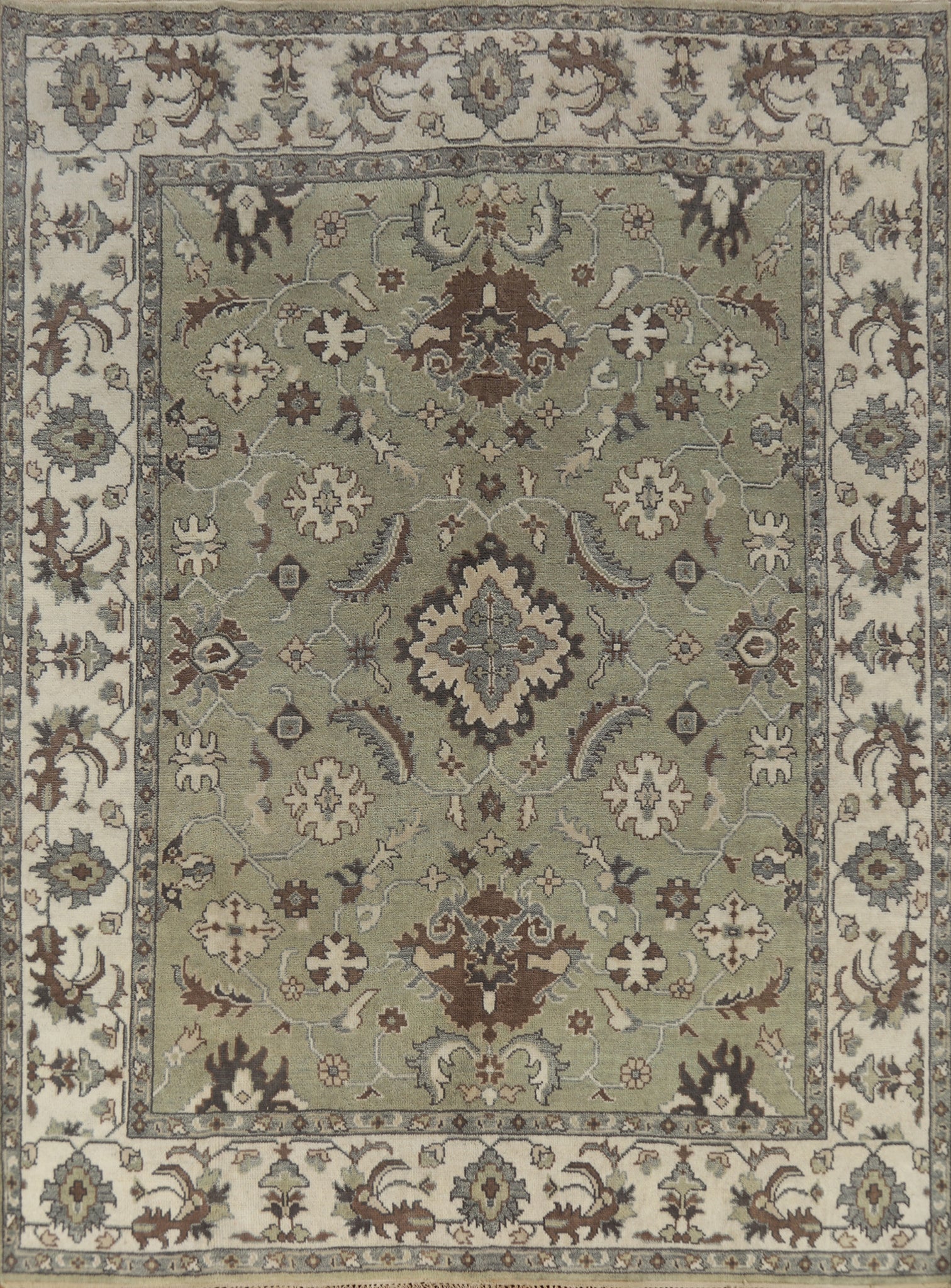 Green Floral Oushak Indian Area Rug 8x10