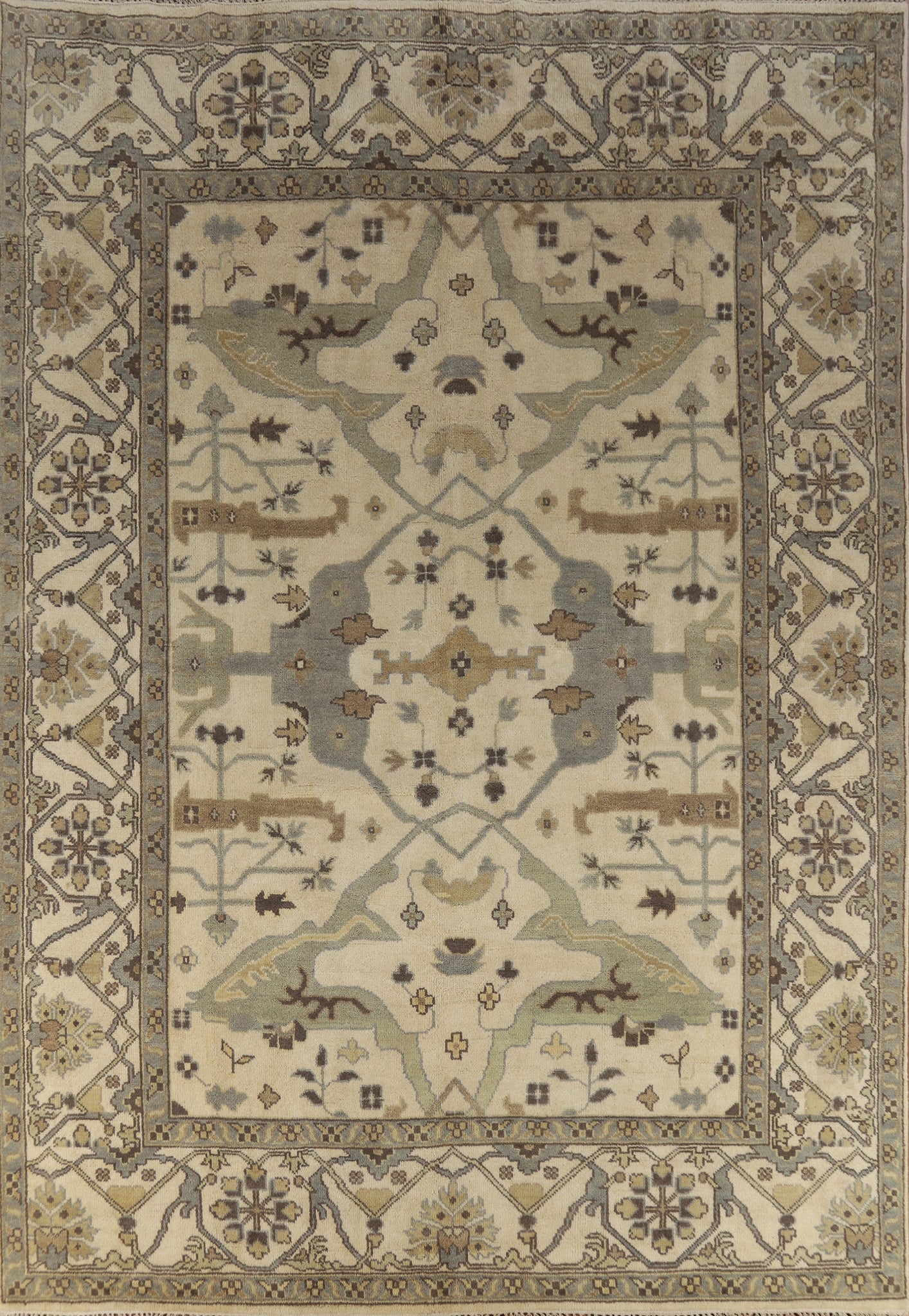 Earth Tone Wool Oushak Indian Area Rug 9x12