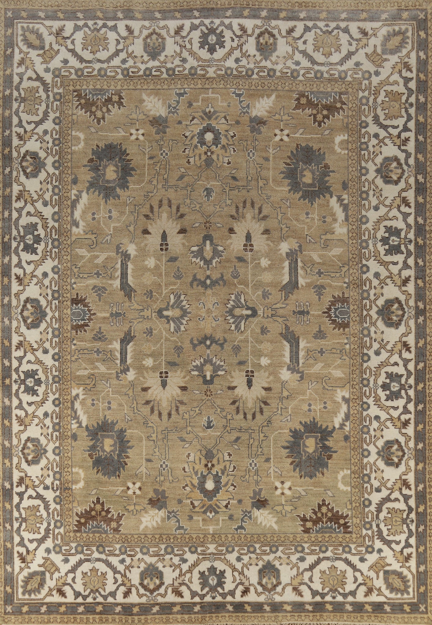 Earth Tone Wool Oushak Indian Area Rug 9x12
