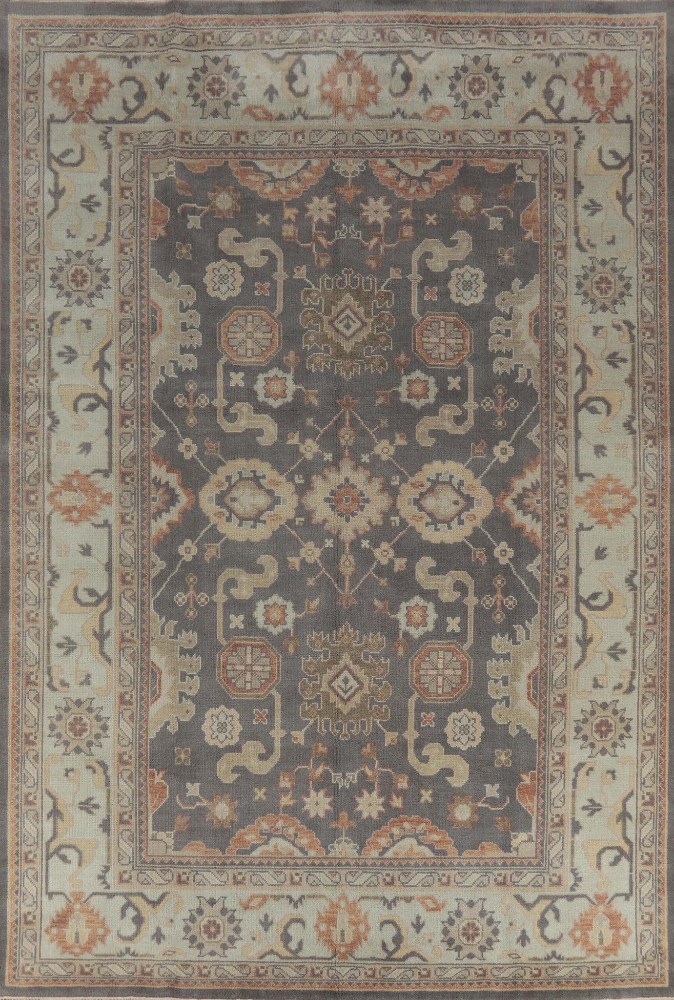 Handmade Gray Oushak Indian Area Rug 9x12