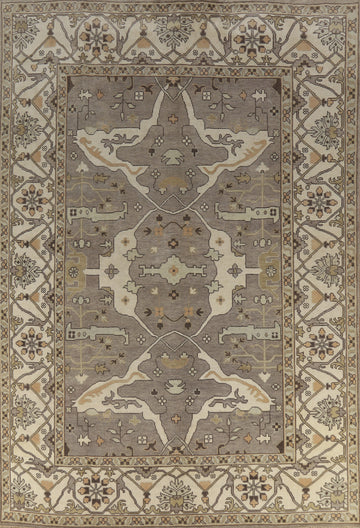Handmade Gray Oushak Indian Large Rug 10x14