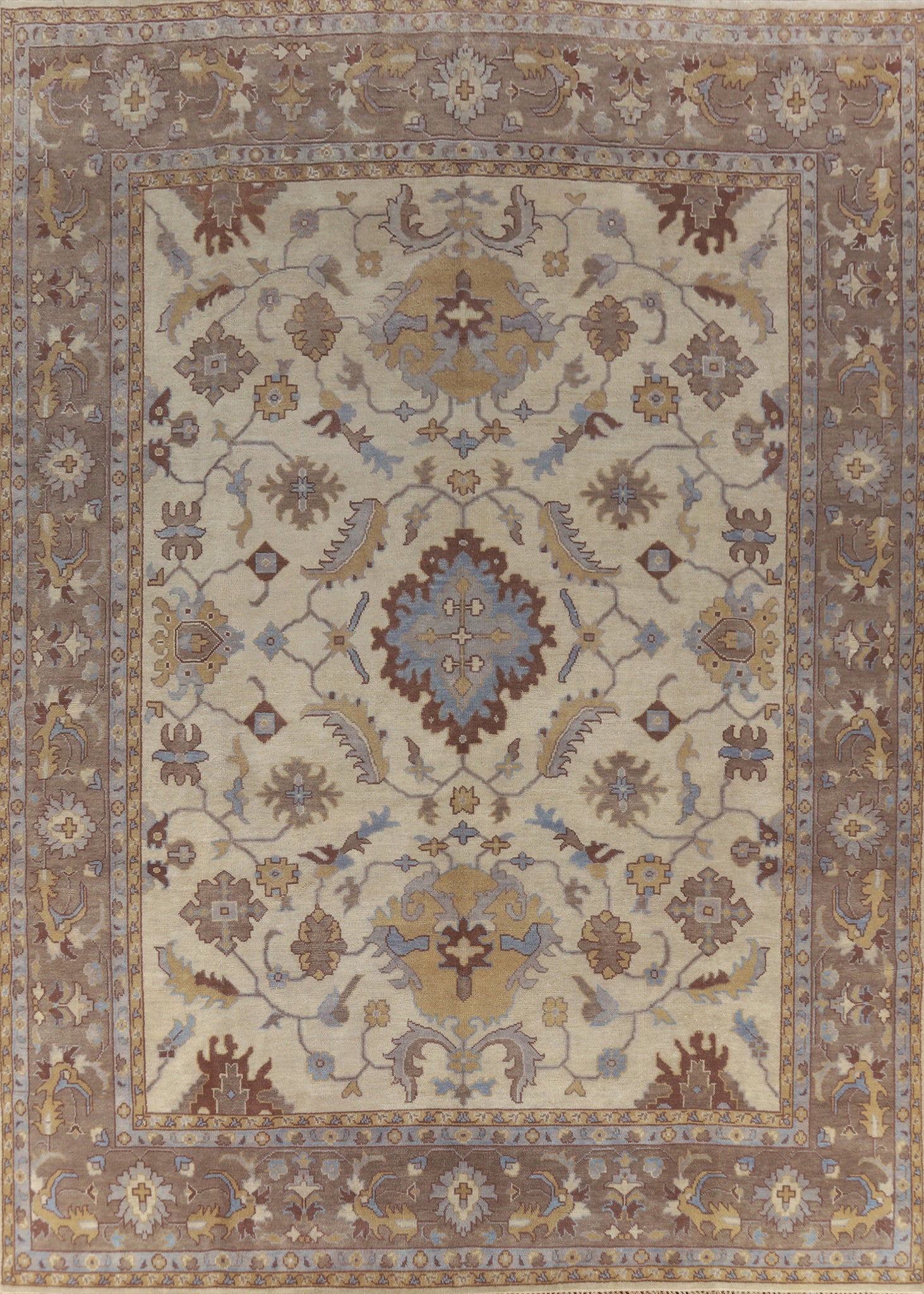 Earth Tone Wool Oushak Indian Large Rug 12x15