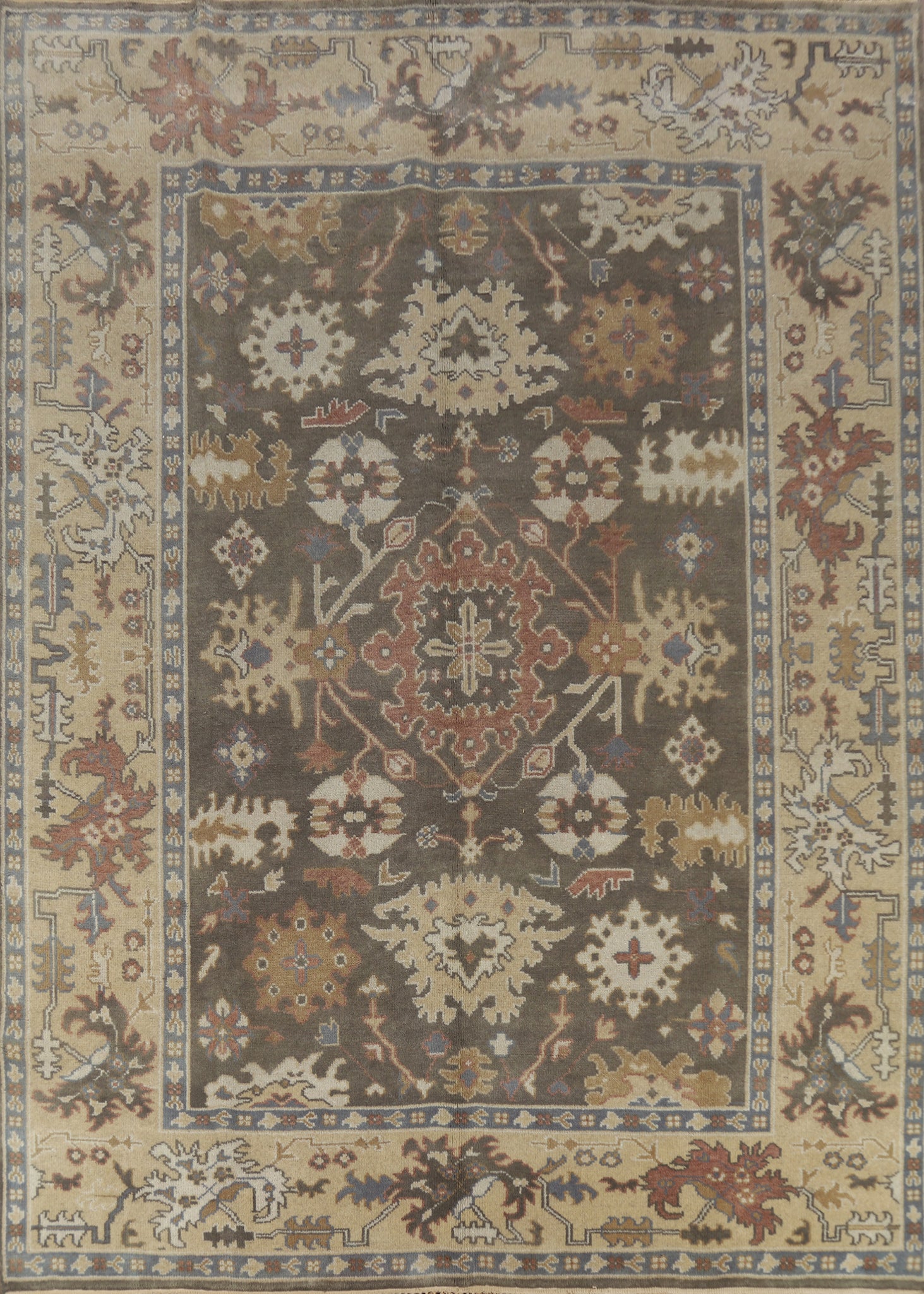 Earth Tone Brown Oushak Indian Area Rug 8x10