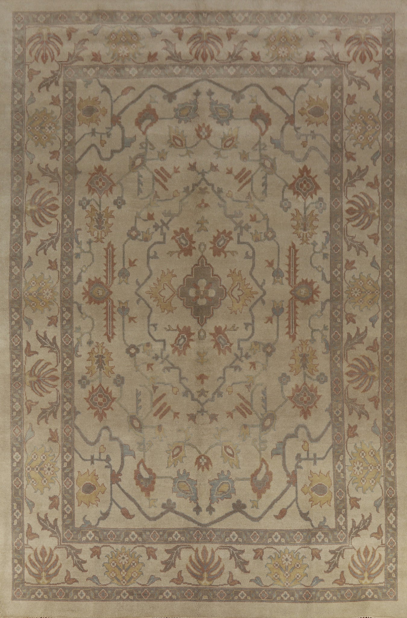 Earth Tone Wool Oushak Indian Large Rug 10x14