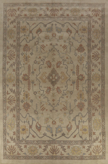 Earth Tone Wool Oushak Indian Large Rug 10x14