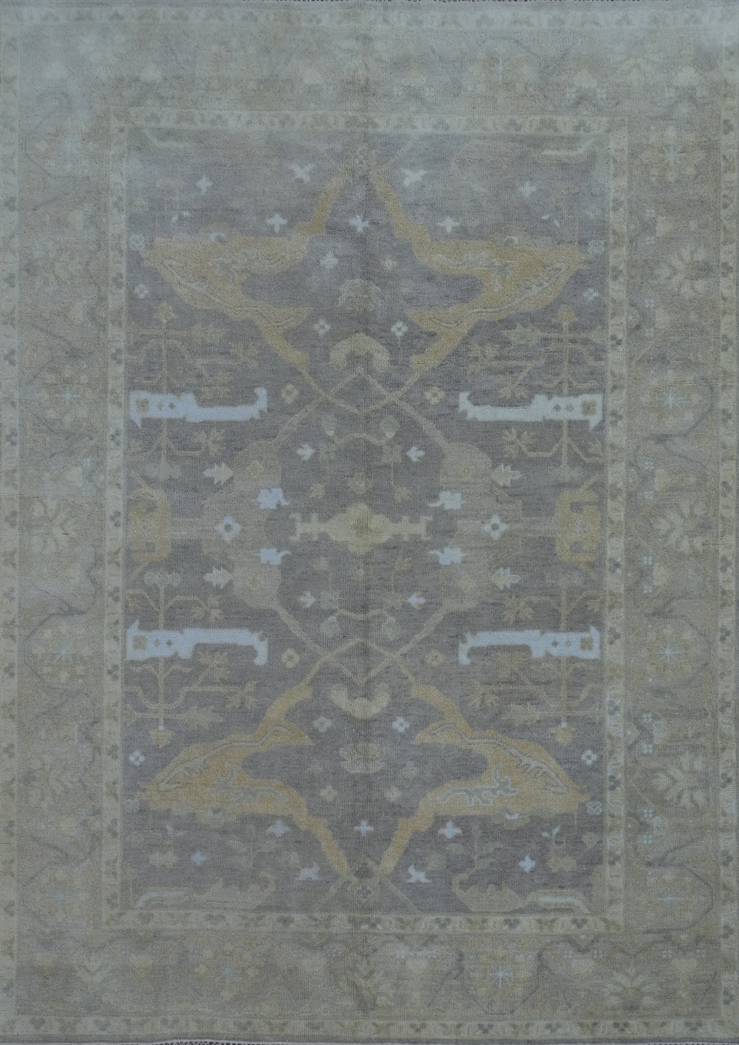 Earth Tone Wool Oushak Indian Area Rug 9x12