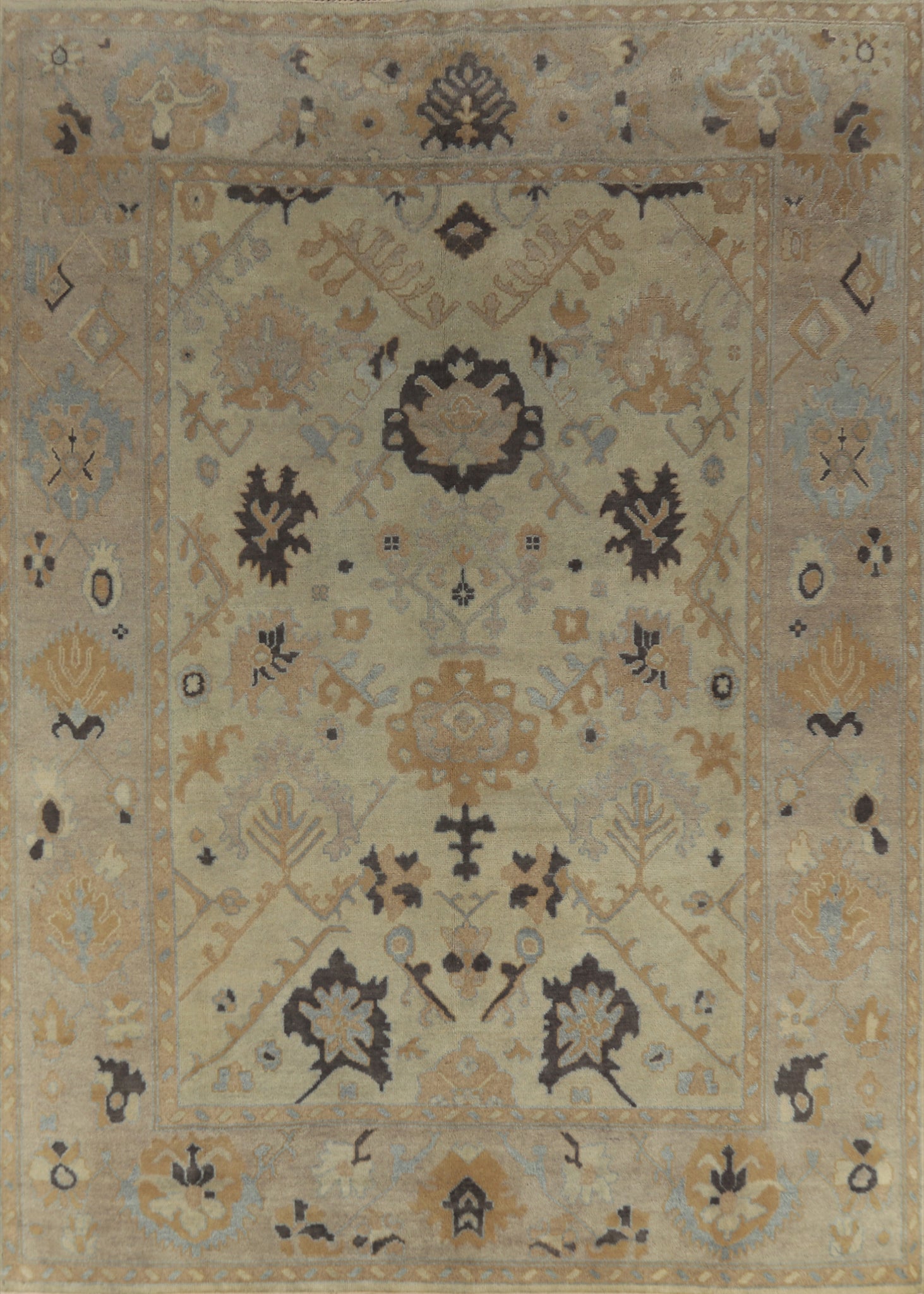 Aqua Light Green Oushak Indian Area Rug 9x12