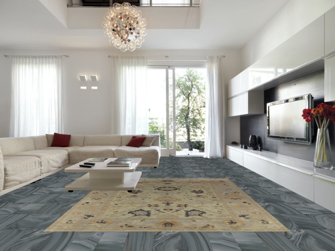 Aqua Light Green Oushak Indian Area Rug 9x12