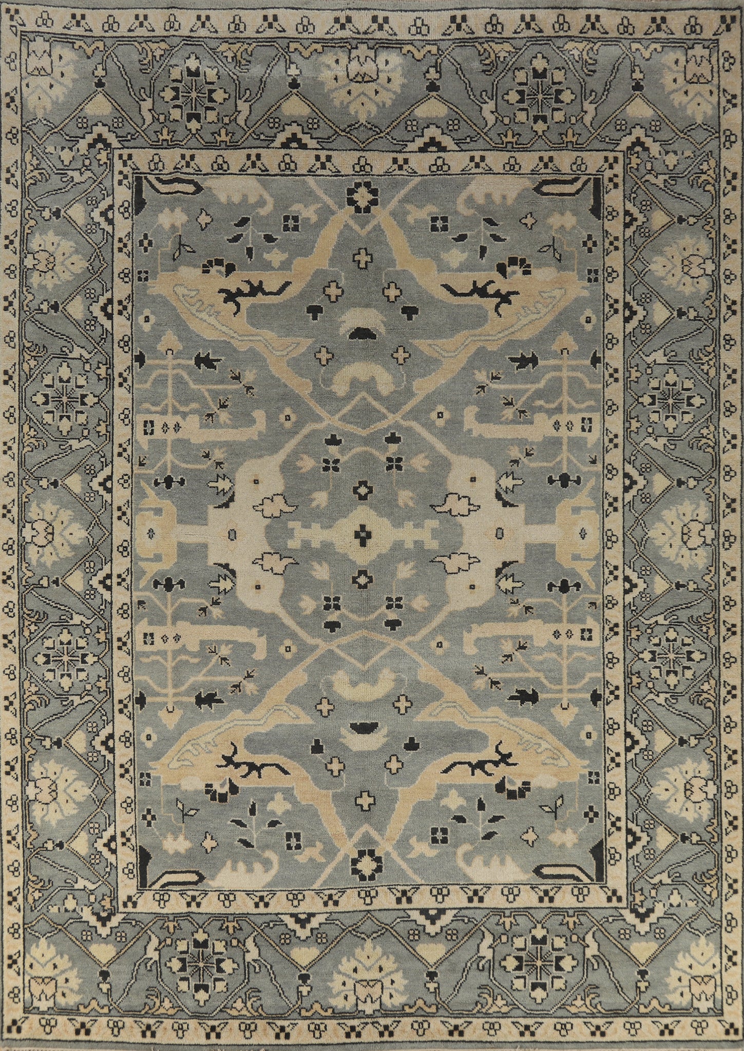Light Blue Handmade Oushak Indian Area Rug 9x12