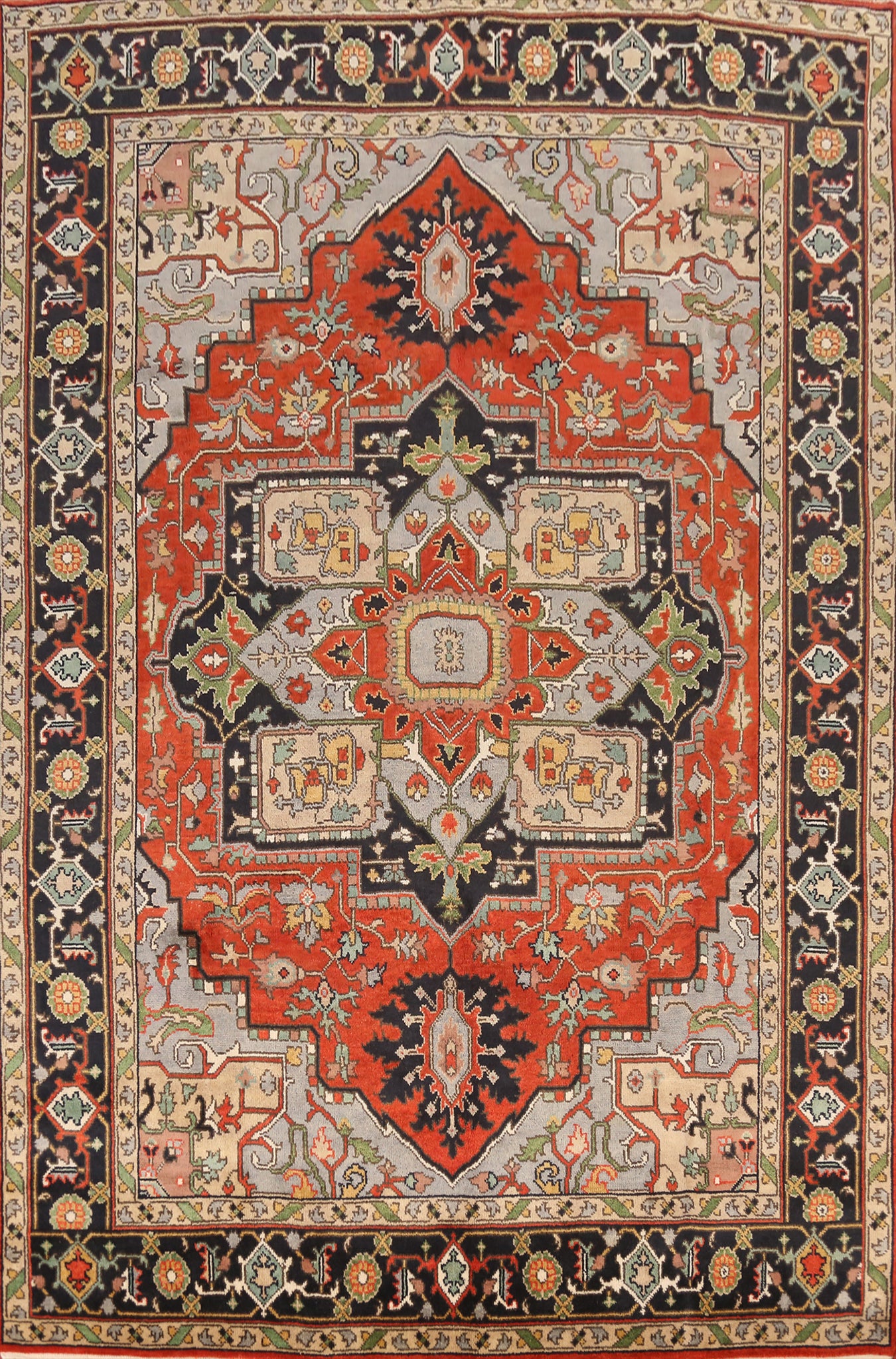 Geometric Heriz Serapi Indian Area Rug 9x12