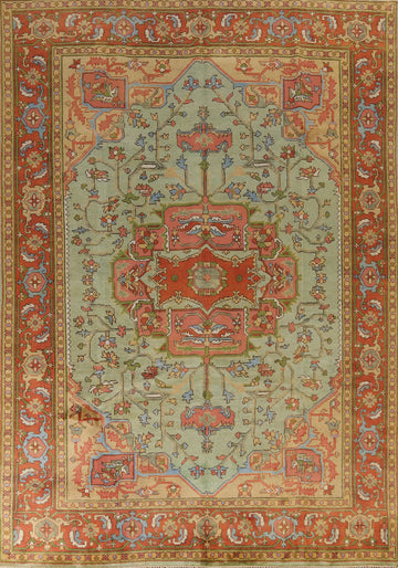 Green Medallion Heriz Serapi Indian Area Rug 9x12