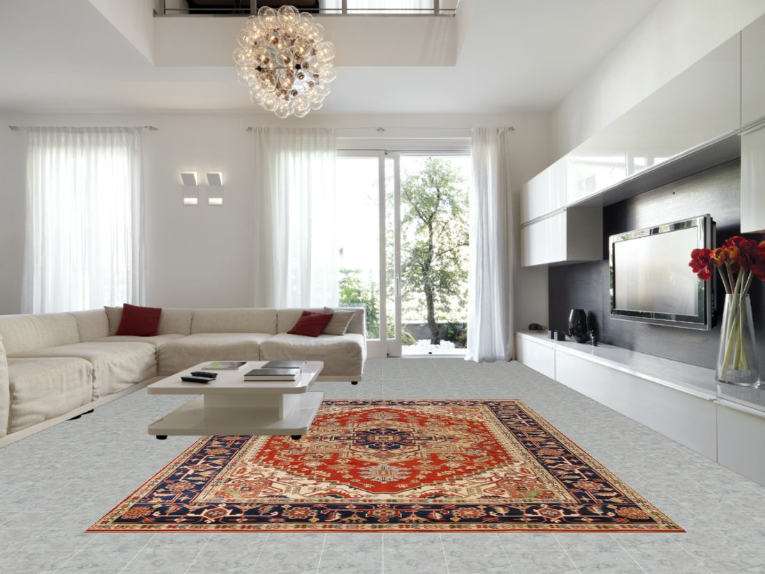 Medallion Wool Geometric Heriz Serapi Indian Large Rug 10x14