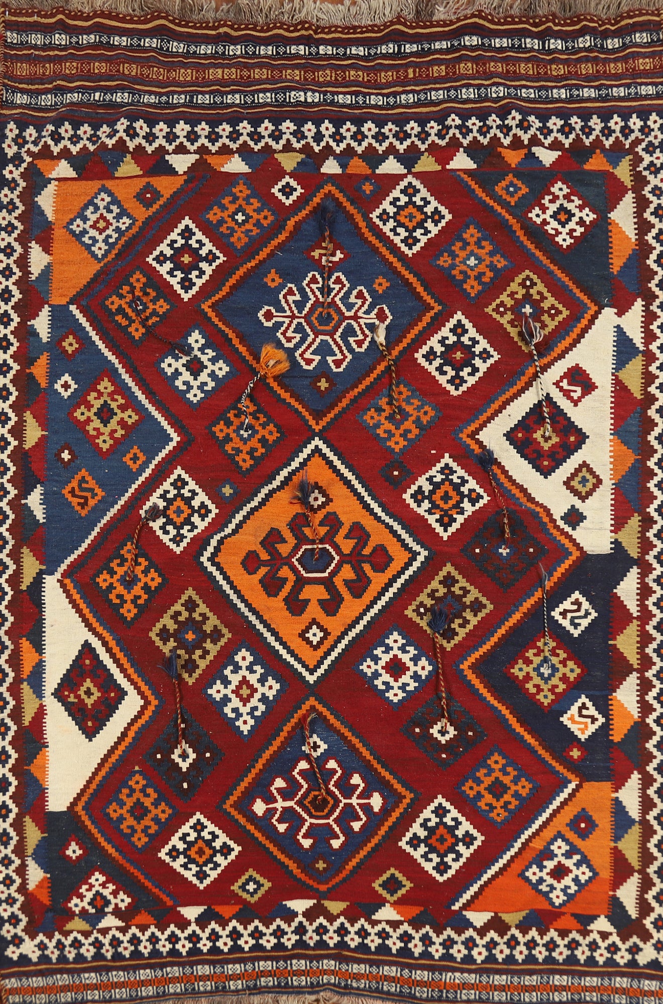 Geometric Kilim Qashqai Persian Area Rug 5x8