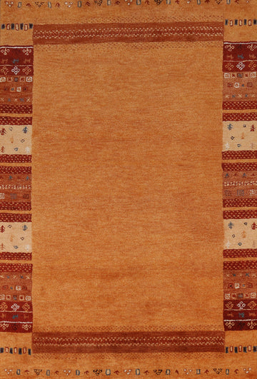 Orange Wool Gabbeh Indian Area Rug 5x8