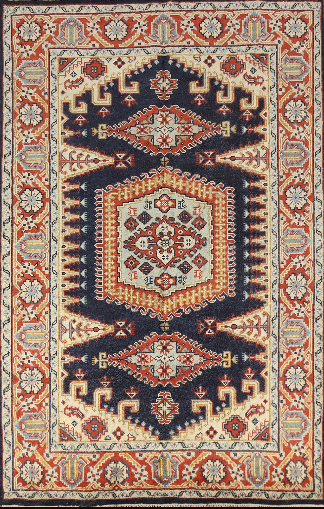 Navy Blue Viss Indian Area Rug 6x9