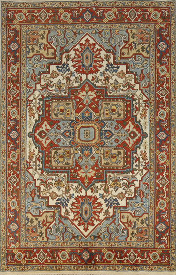 Medallion Wool Heriz Serapi Indian Area Rug 6x9