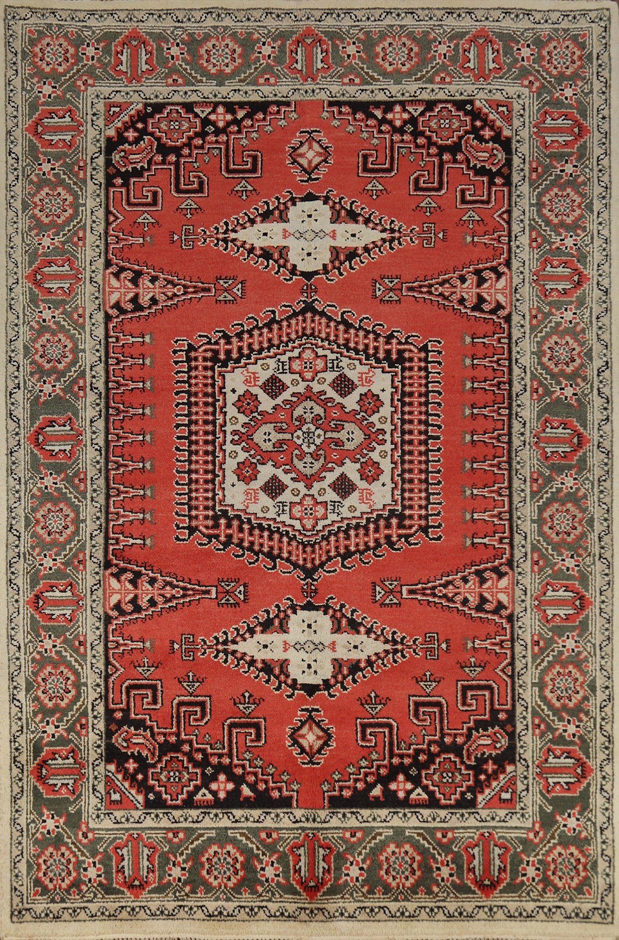 Geometric Viss Indian Area Rug 6x9