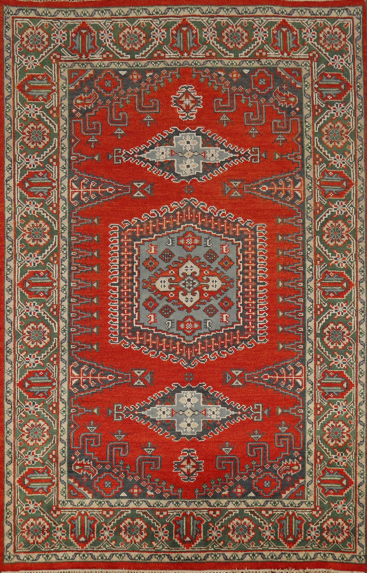 Red Geometric Viss Indian Area Rug 6x9