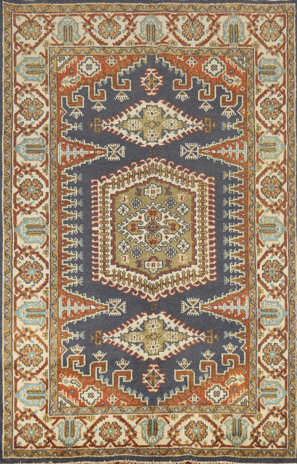 Geometric Viss Indian Area Rug 6x9