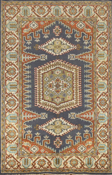 Geometric Viss Indian Area Rug 6x9