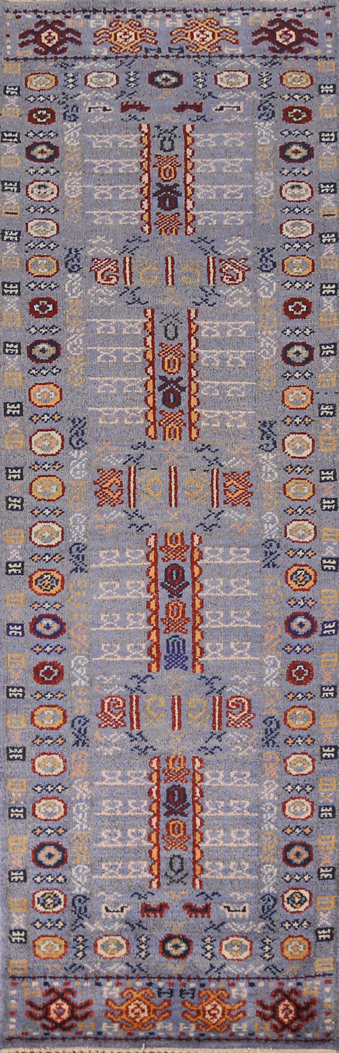 Blue Handmade Heriz Serapi Indian Runner Rug 3x10