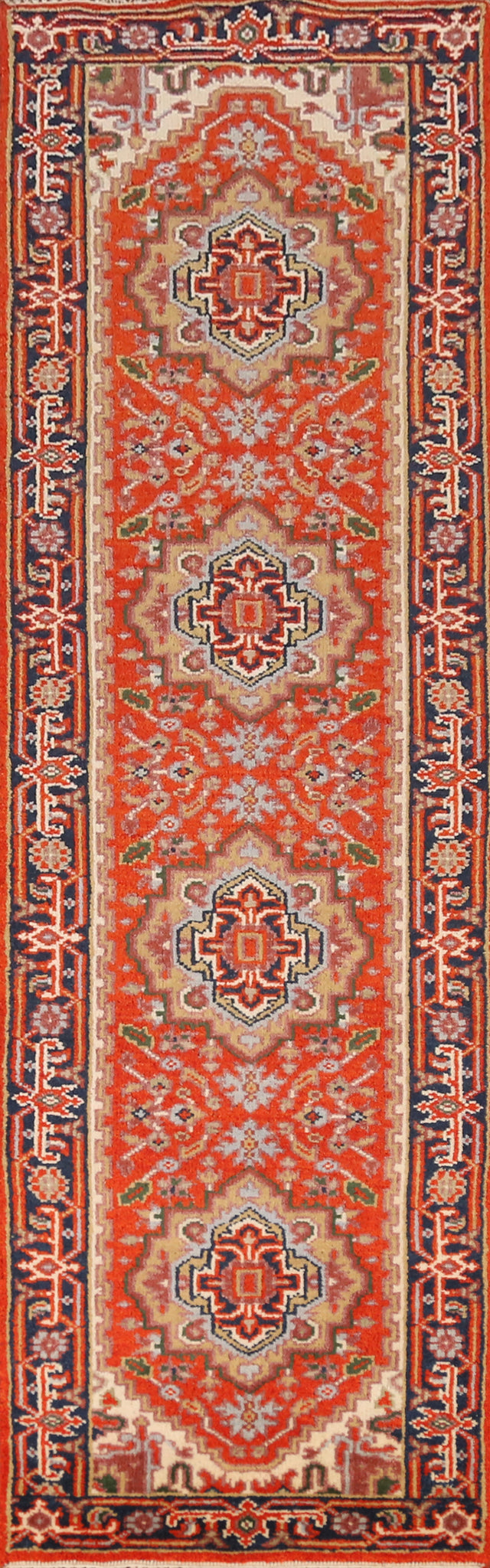 Geometric Heriz Serapi Indian Runner Rug 2x10