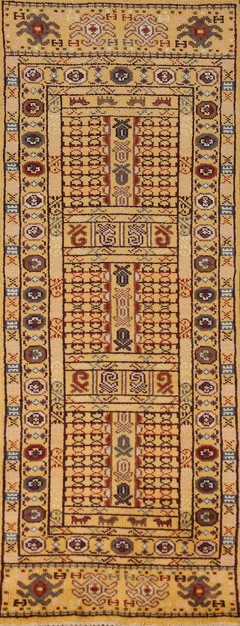 Geometric Heriz Serapi Indian Runner Rug 2x8