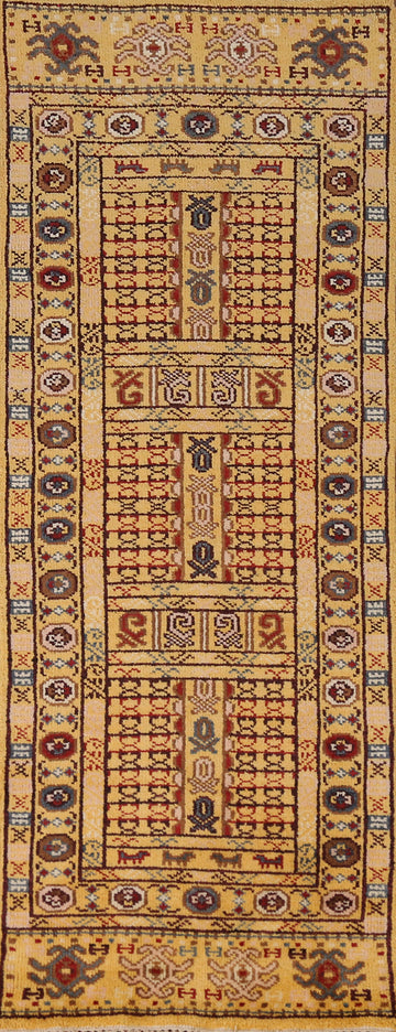 Geometric Heriz Serapi Indian Runner Rug 2x8