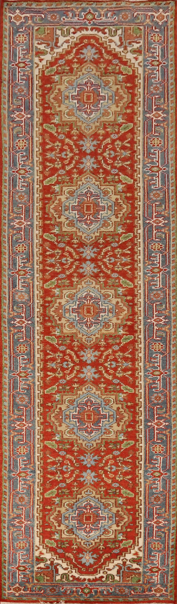 Geometric Heriz Serapi Indian Runner Rug 3x12