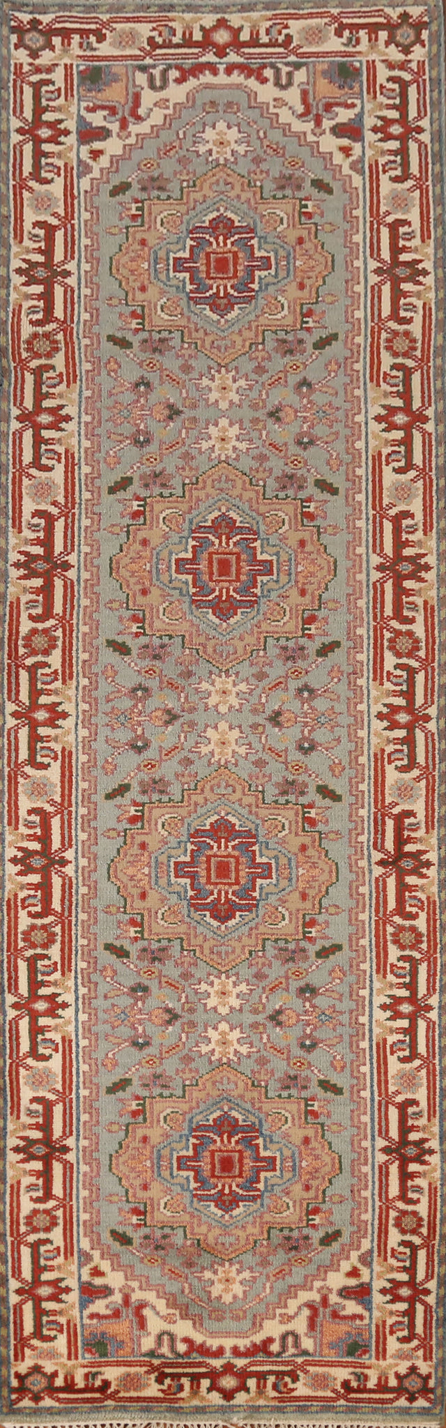 Geometric Heriz Serapi Indian Runner Rug 3x10