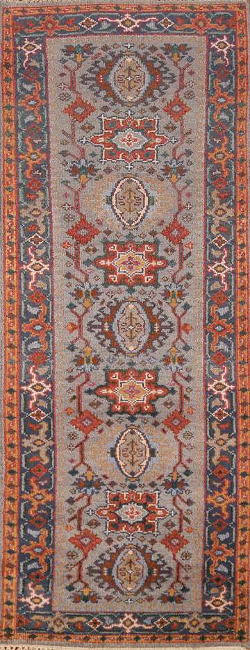 Geometric Heriz Serapi Indian Runner Rug 3x8