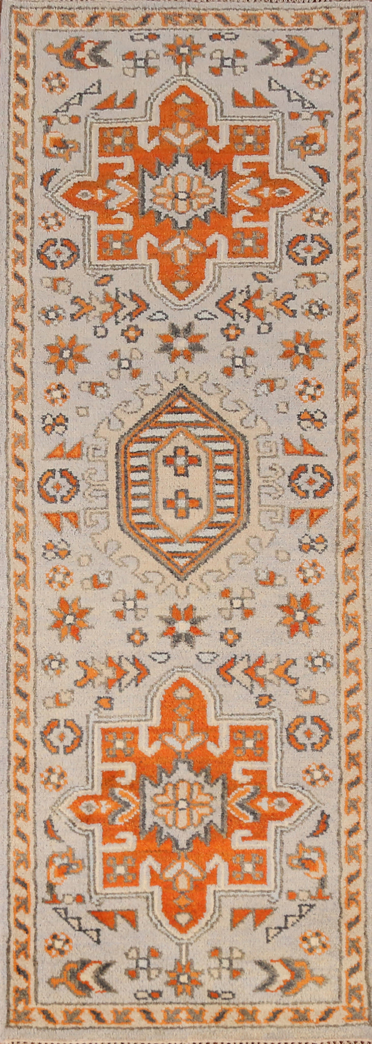 Geometric Heriz Serapi Indian Runner Rug 2x8