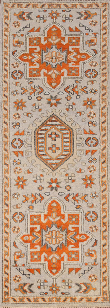 Geometric Heriz Serapi Indian Runner Rug 2x8