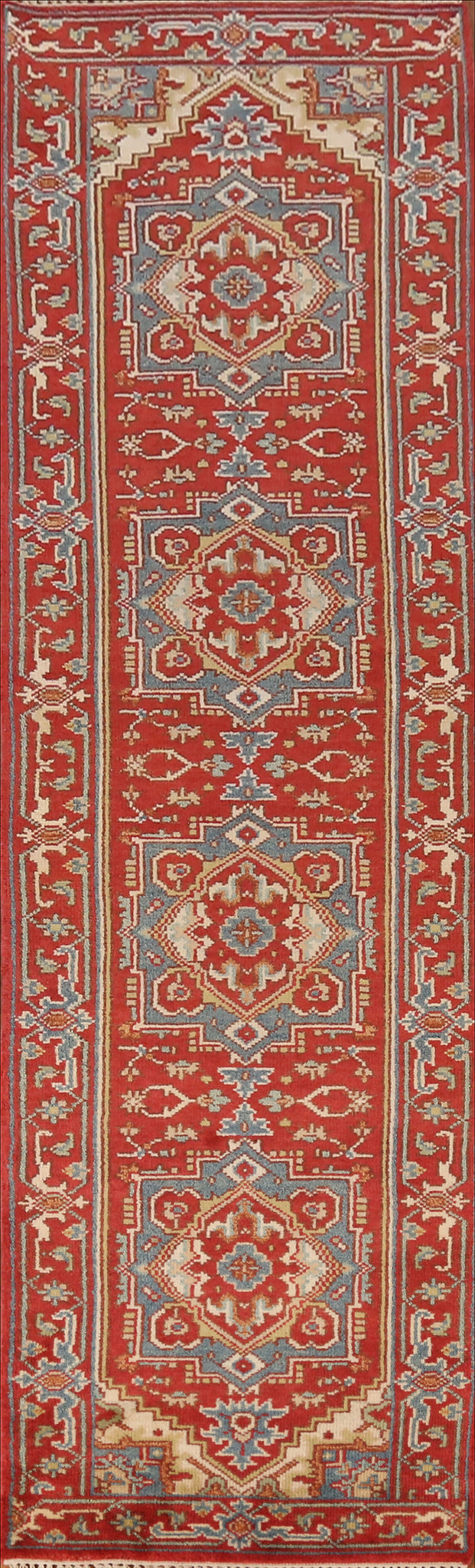 Geometric Heriz Serapi Indian Runner Rug 3x11