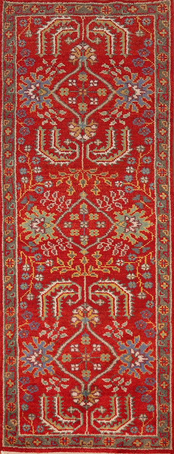 Handmade Red Heriz Serapi Indian Runner Rug 3x8